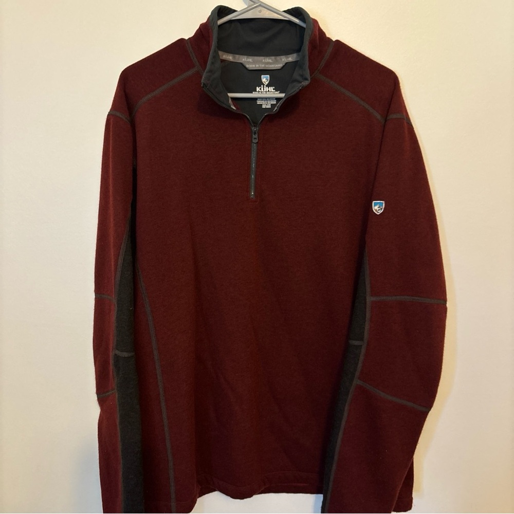 KUHL Men's Burgundy Sweater 1/4 Zip Pullover XL